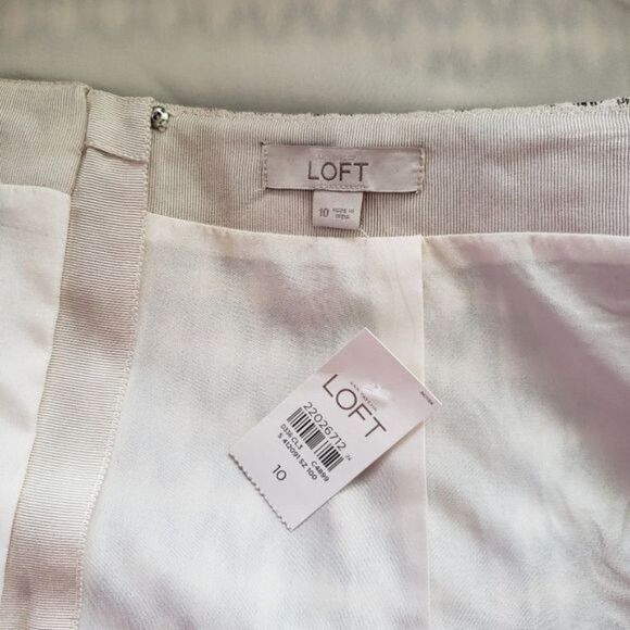 LOFT A-Line Metallic Mini Skirt Lined Brown/Cream Women's Size 10 - Picture 9 of 12